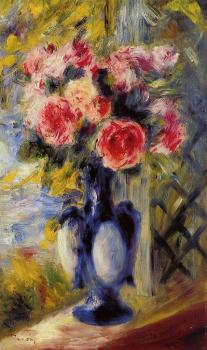 皮埃爾 奧古斯特 雷諾阿 Bouquet of Roses in a Blue Vase